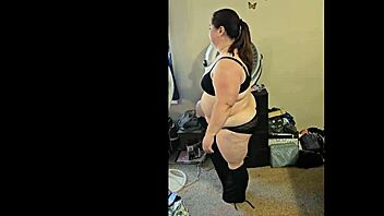 Bbw Brunette Teases with Dance Moves to Milkshake in Solo Strip