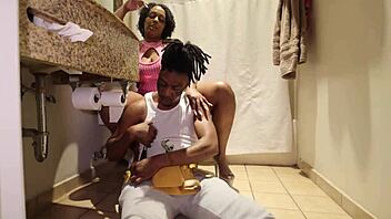Beautiful black beauty gets a deepthroat and creampie