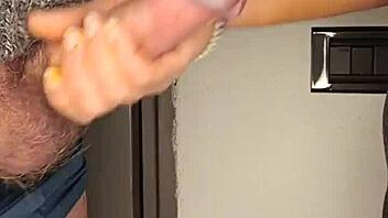 Does the redhead take monster cock in mouth passionately?