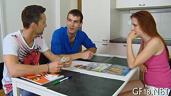 cute european chick widens her legs