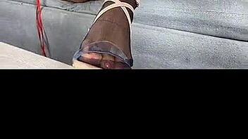 Kenia Teases in Black Stockings and Red Satin Dress So Hot!