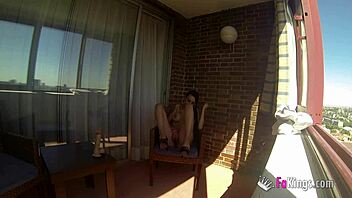 sara ray masturbates on balcony in madrid for everyone to see her nude body