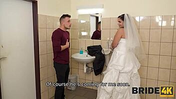 bride4k, bride cheats with stranger in locked toilet before wedding