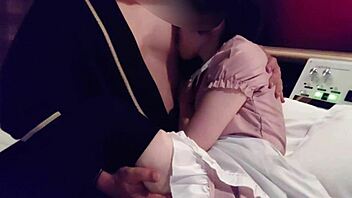 petite japanese waitress in miniskirt serves up steamy action!