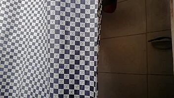 Bisexual gay masturbation in the bathroom with Andrew