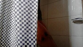 Bisexual gay masturbation in the bathroom with Andrew