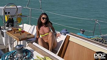 sexy vicky love fingers horny pussy on yacht