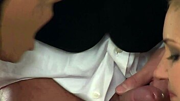 threesome with blonde and brunette babes in heels and stockings