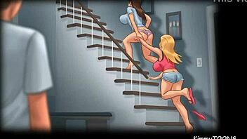 Does The Pervert Neighbor Watch Them Show Off Big Boobs In Cheerleader Uniforms?