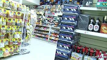 Public pussy fuck in a mall store before the college party
