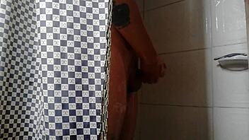 Bisexual gay masturbation in the bathroom with Andrew