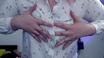 Beautiful asian teen ice nipple play