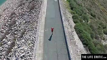 Blonde enjoys a private moment in the sunshine, reaching climax.