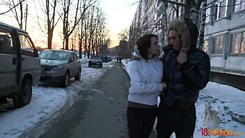 anna's first time with an ebony guy, getting her shaved pussy licked and fingered before cumshot