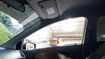 beautiful woman masturbates riskily in public outdoor setting