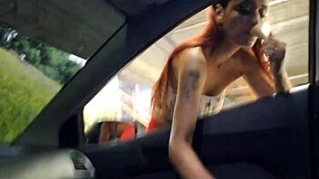 beautiful woman masturbates riskily in public outdoor setting