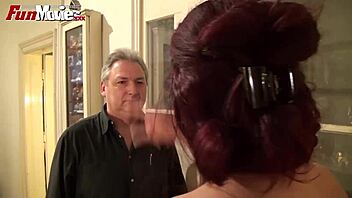 redhead in lingerie begs for cum on her panties