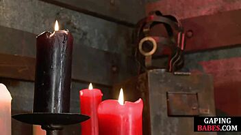 redhead lesbians stretch asshole with toys before rimming in bdsm