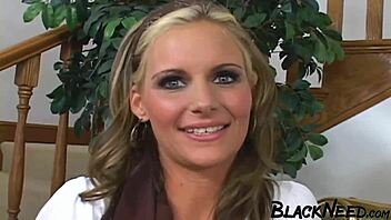 Blonde First Timer Sucks Big Black Cock Intensely