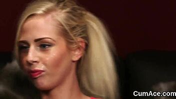 flirty beauty takes massive sperm load all over her face