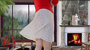 Neighbor's sexy legs in heels tease from home.