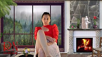 Neighbor's sexy legs in heels tease from home.