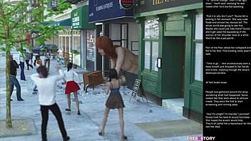 3D cartoon features big apple small gesture sex.