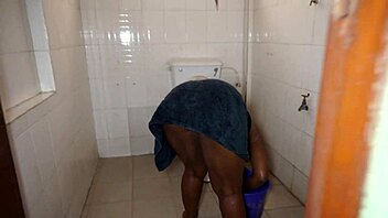 Beautiful horny black girl with big tits and shaved pussy