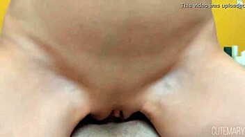 Close-up of grinding and rubbing virgin pussy with creampie