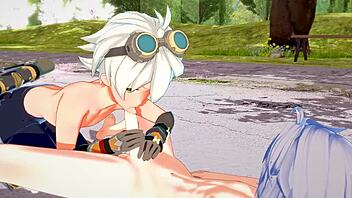 Genshin impact yaoi razor x bennett blowjob and fucked with creampie