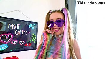 Wow, Petite Madi Collins Huge Cock POV Blowjob And Cum Swallow!