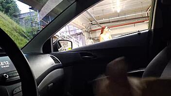 beautiful woman masturbates riskily in public outdoor setting