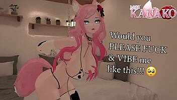 new year treat catgirl chains her hands up and gets fucked and vibed till she squirts