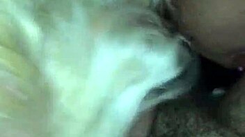 The slutty wife with big tits and ass gives a sexy blowjob to her husband.