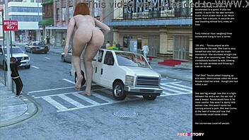 3D cartoon features big apple small gesture sex.