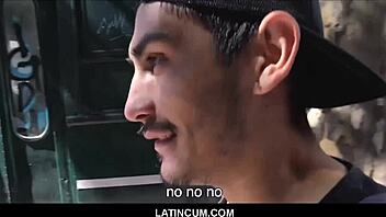Can this straight Latino boy resist cash for gay sex pov video?