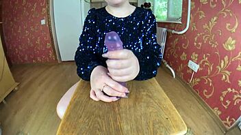 very big ass in oil hot milf jumps on dildo