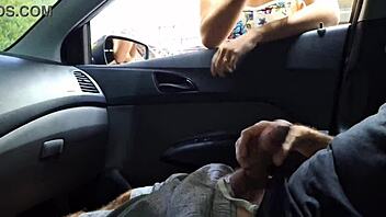 beautiful woman masturbates riskily in public outdoor setting