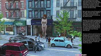 3D cartoon features big apple small gesture sex.