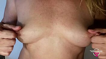 Extreme nipple stretching with 16mm metal beads and more