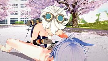 Genshin impact yaoi razor x bennett blowjob and fucked with creampie