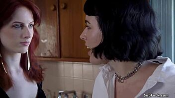 Step-sisters gag and choke while being anal fucked by their bald boyfriend