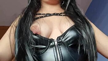 Beautiful Dominatrix Rides Cock, Feeling Ecstasy as It Explodes on Her Leg