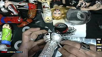 Little 18+ Grey Alien Gets Anal Dildo Art in Hardcore Milf Session. Painting Turns Wild!