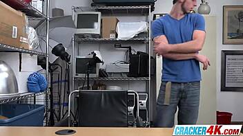 Cute stud's asshole destroyed by horny director's big black cock in office blowjob and rimjob!