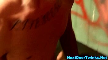 gay teen gets spitroasted in group scene.