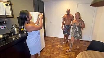 Latina roommate in costume gets ass opened by neighbor