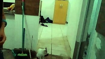 Blonde milf Stella Still shows big tits in kitchen full on red