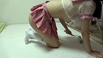 Cute Japanese Bubble Butt Wedgie in Miniskirt! 🍑