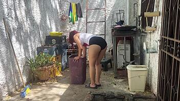 Unbelievable! My Gorgeous 18-Year-Old Stepdaughter's Ass While Washing Clothes!